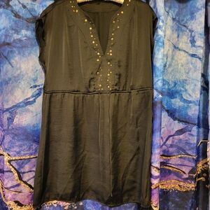 Chic Black Tunic with Gold Detailing